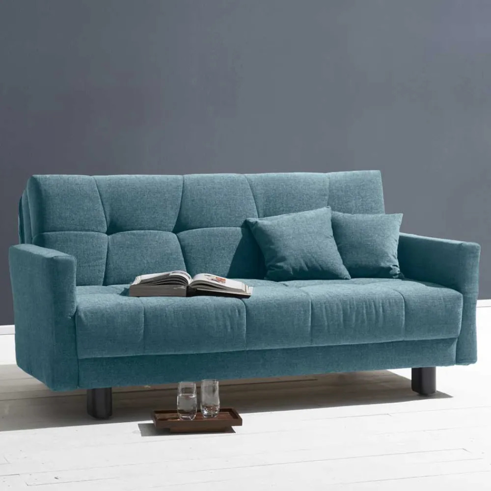 Wohnen Betten|Sofas<Flachgewebe Bettcouch in Petrol Blau - Vlatkura