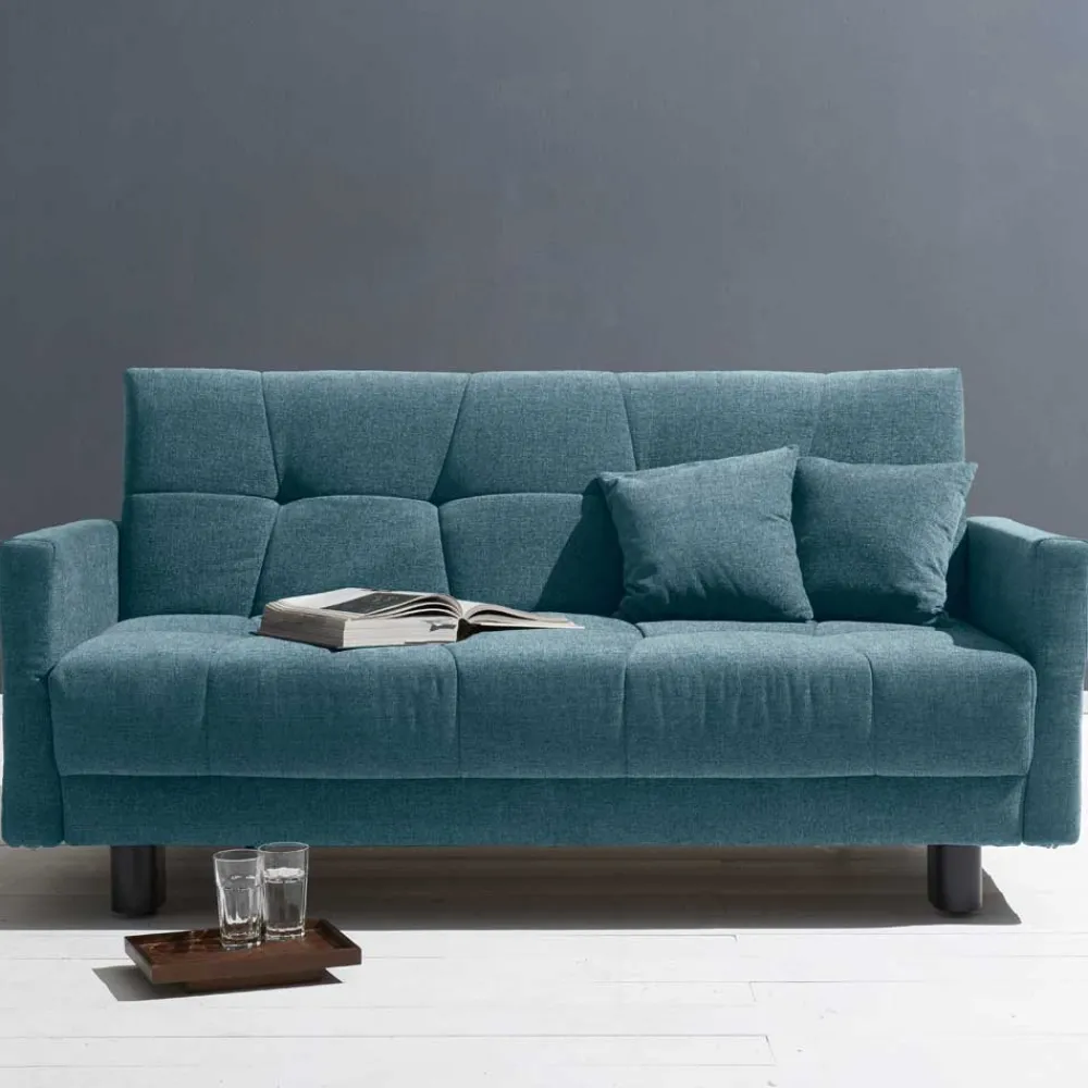 Wohnen Betten|Sofas<Flachgewebe Bettcouch in Petrol Blau - Vlatkura