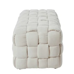 Wohnen Sitzbank<Flechtoptik Polsterbank in Cremeweiß - Vignus
