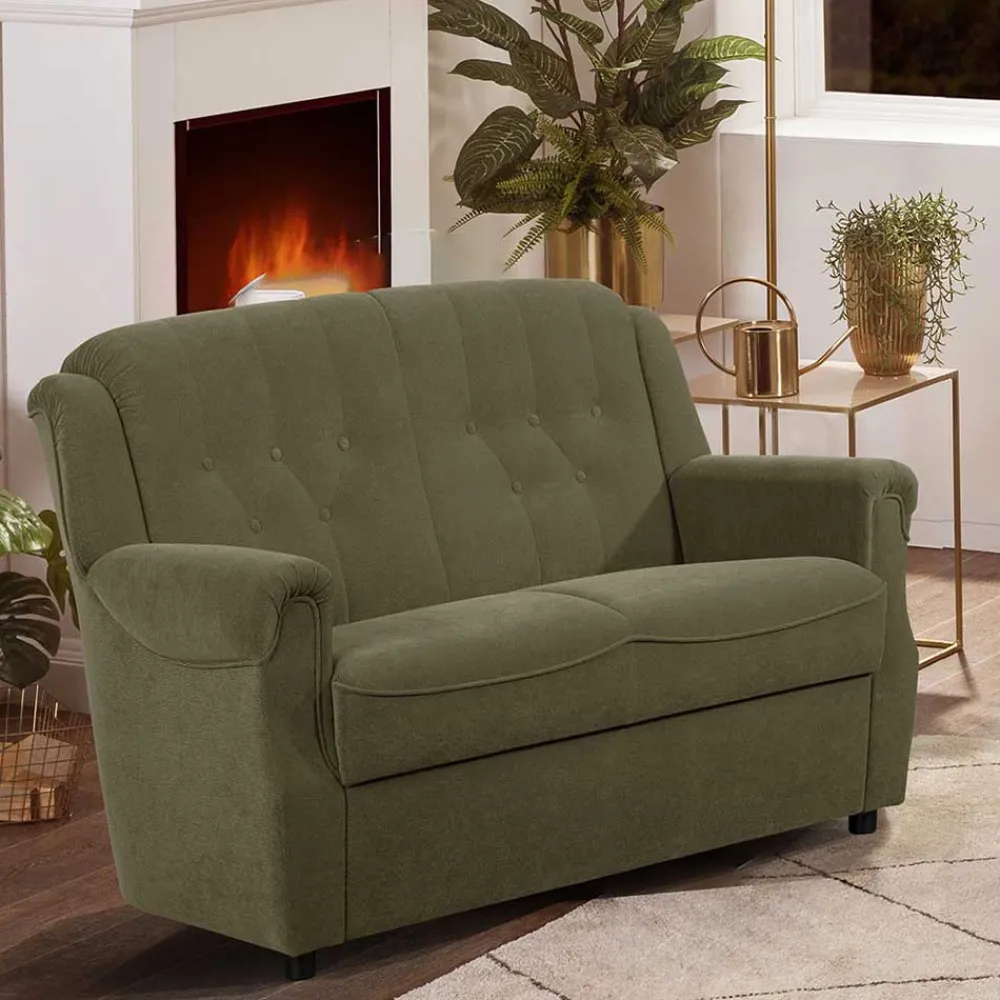 Wohnen Sofas<Flockstoff Couch in Dunkelgrün - Ramira