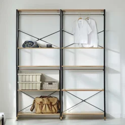 Wohnen Garderoben<Flur Regal Garderobe in Akazie & Schwarz - Ricinga
