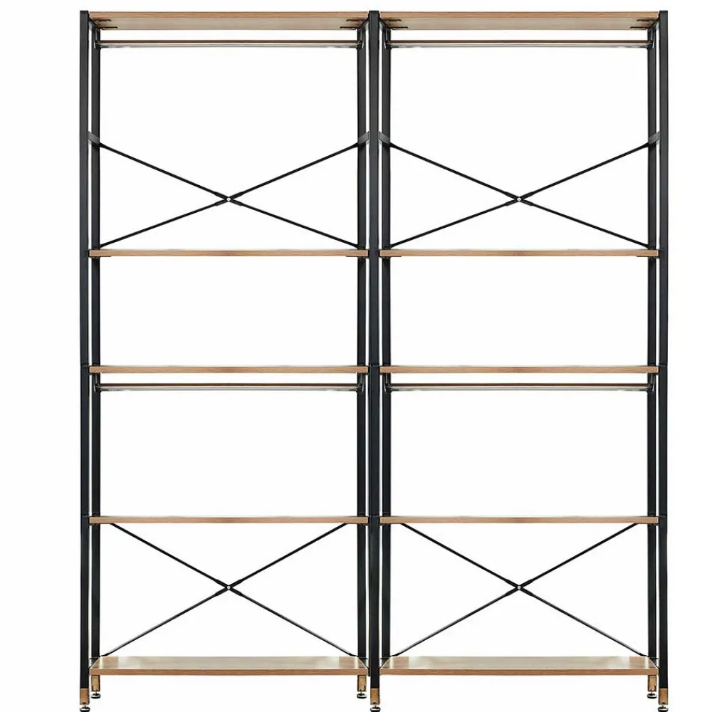 Wohnen Garderoben<Flur Regal Garderobe in Akazie & Schwarz - Ricinga