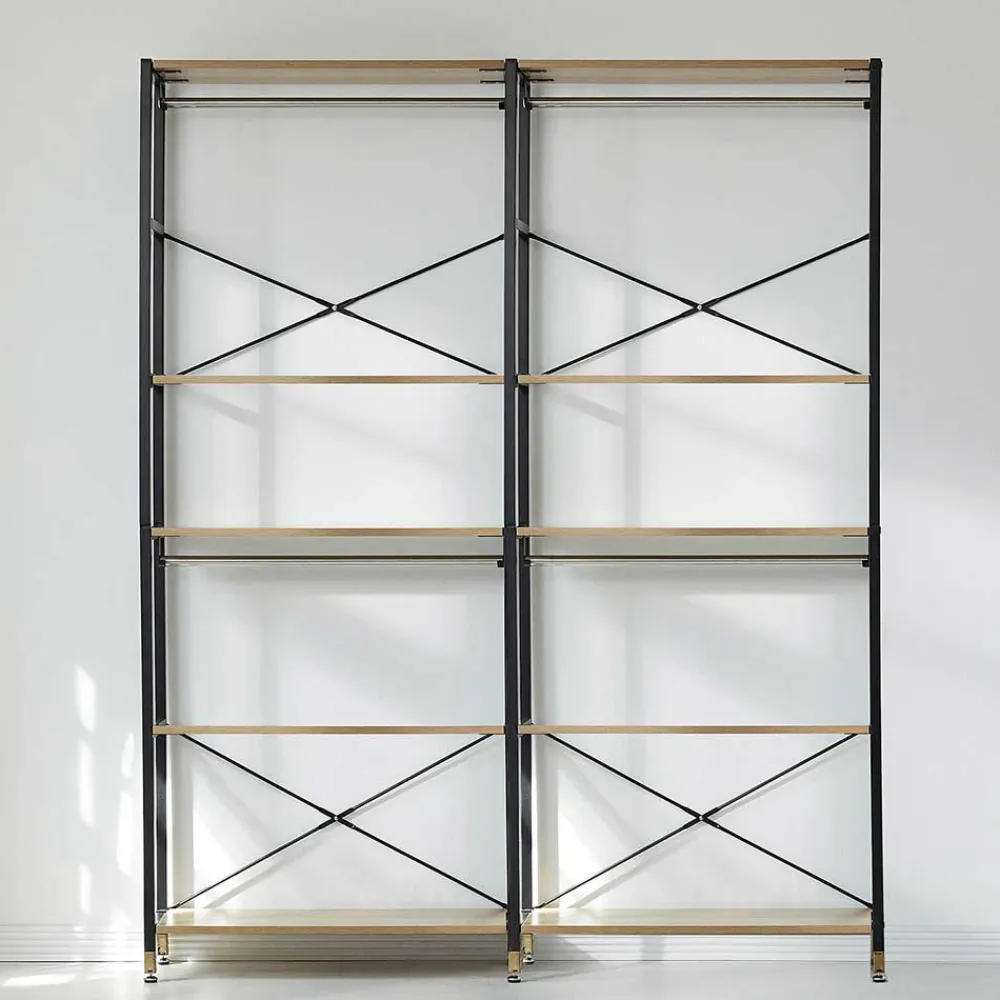 Wohnen Garderoben<Flur Regal Garderobe in Akazie & Schwarz - Ricinga