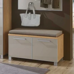 Wohnen Sitzbank<Flurbank Diecca mit Taupe Glas