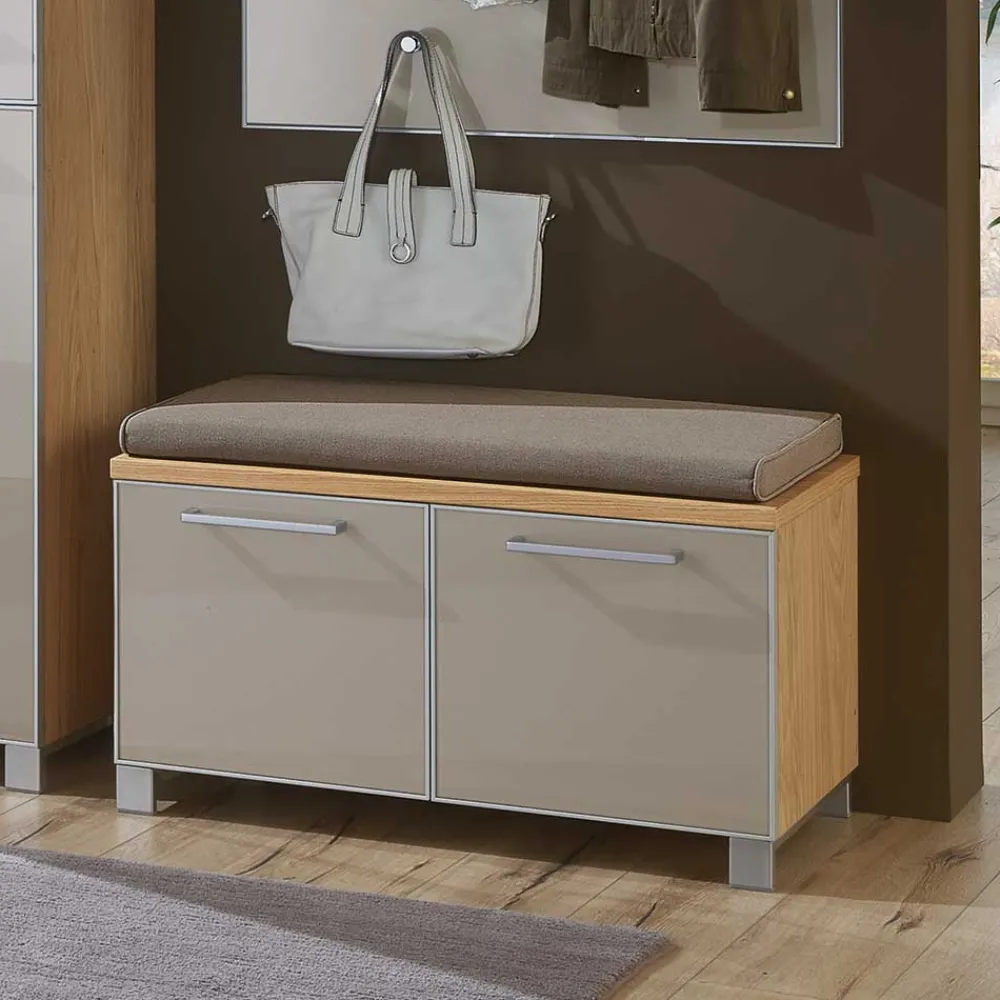 Wohnen Sitzbank<Flurbank Diecca mit Taupe Glas