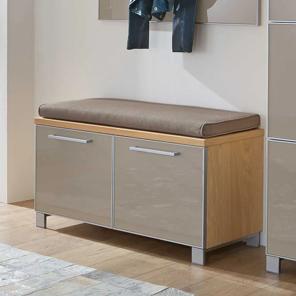 Wohnen Sitzbank<Flurbank Diecca mit Taupe Glas