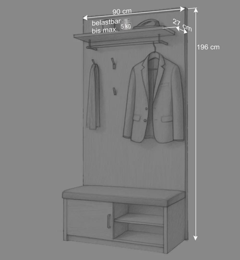 Wohnen Garderoben<Flurgarderobe Xesta in Sonoma Eiche