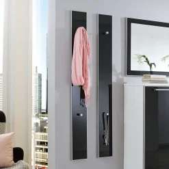 Wohnen Garderoben<Flurgarderobenset Liotra in Weiß Anthrazit Glas beschichtet (vierteilig)