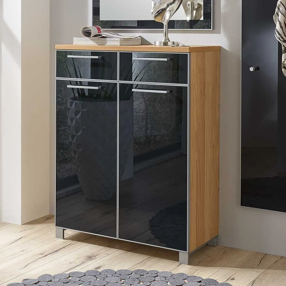 Wohnen Garderoben<Flurmöbel Set Lalaika in Anthrazit Glas beschichtet (dreiteilig)