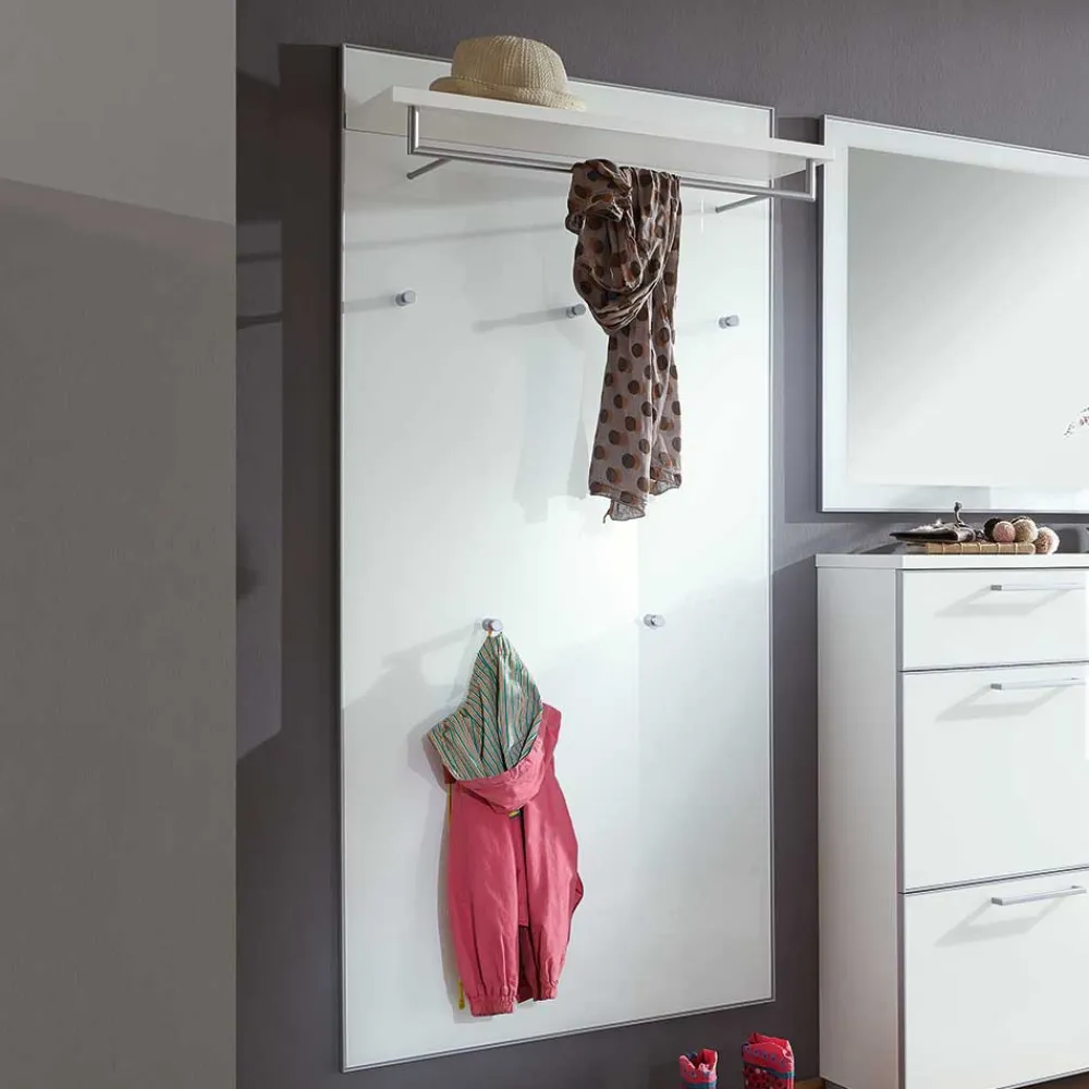 Wohnen Garderoben<Flurmöbel Set Zoricano in Weiß Glas beschichtet (dreiteilig)
