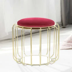 Wohnen Hocker<Formschöner Hocker Tisch in Rot Samt - Loyadica