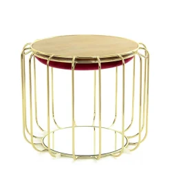 Wohnen Hocker<Formschöner Hocker Tisch in Rot Samt - Loyadica