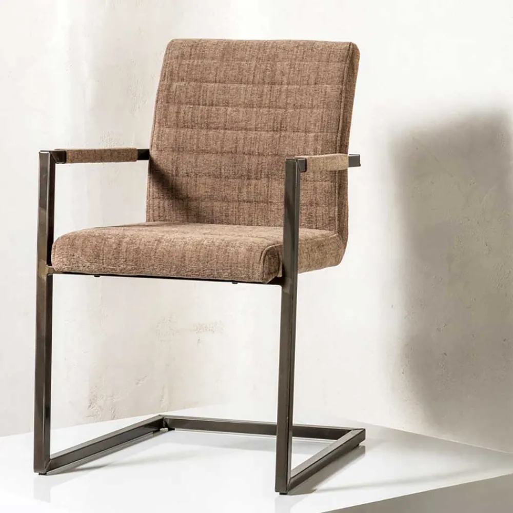 Wohnen Sessel|Stühle<Freischwinger Armlehnenstuhl in Braun meliert - Sicilia (2er Set)