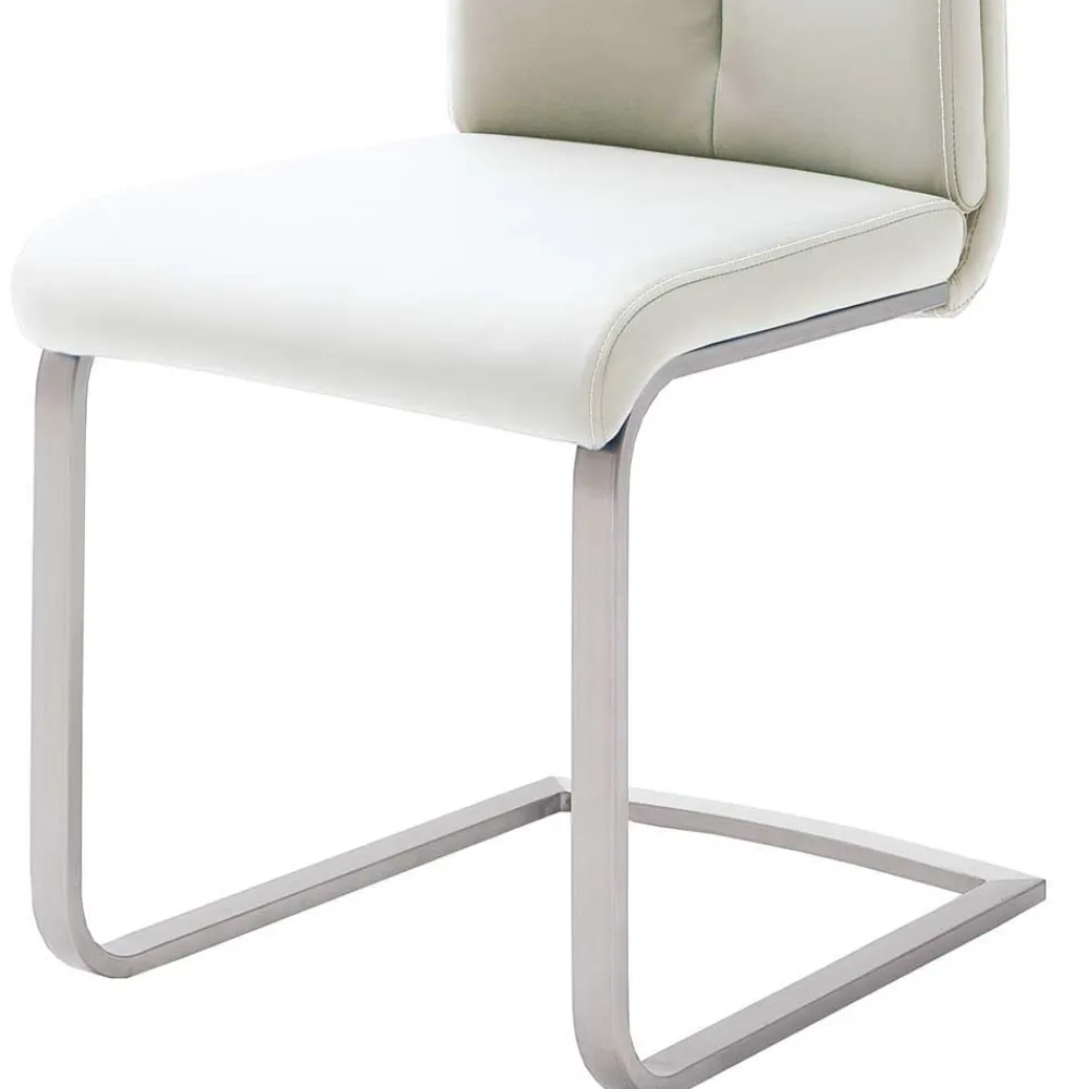 Wohnen Sessel|Stühle<Freischwinger mit aufgesetzten Kissen in Weiß Briston Kunstleder (4er Set)