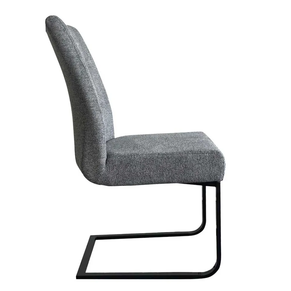 Wohnen Sessel<Freischwinger Polsterstühle in Dunkelgrau - Zinova (2er Set)