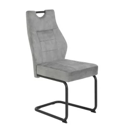 Wohnen Sessel|Stühle<Freischwinger Stuhl in Silbergrau - Riakust (2er Set)