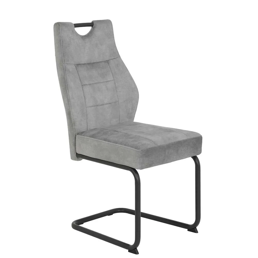 Wohnen Sessel|Stühle<Freischwinger Stuhl in Silbergrau - Riakust (2er Set)
