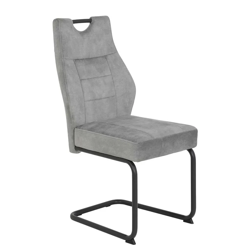 Wohnen Sessel|Stühle<Freischwinger Stuhl in Silbergrau - Riakust (2er Set)