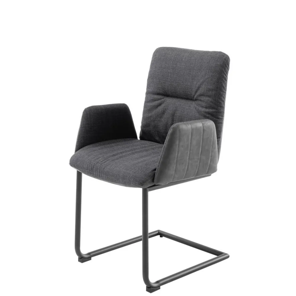 Wohnen Sessel|Stühle<Freischwinger-Tischsessel in Anthrazit - Jamesson (2er Set)
