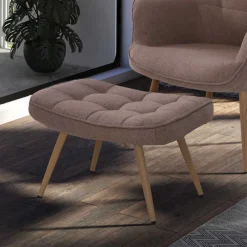 Wohnen Hocker<Fußhocker in Beige und Holzoptik - Trees
