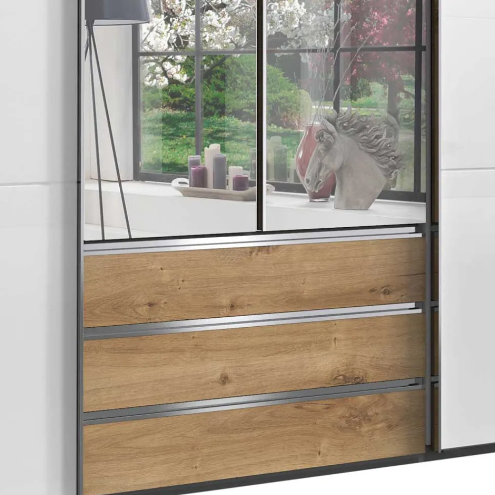 Wohnen Kleiderschränke<Funktioneller Kleiderschrank mit Dreh- & Schiebetüren - Stufania