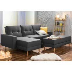 Wohnen Sofas<Funktionelles Ecksofa in Dunkelgrau - Kalastania (zweiteilig)