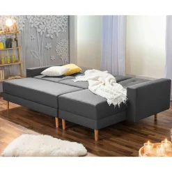 Wohnen Sofas<Funktionelles Ecksofa in Dunkelgrau - Kalastania (zweiteilig)