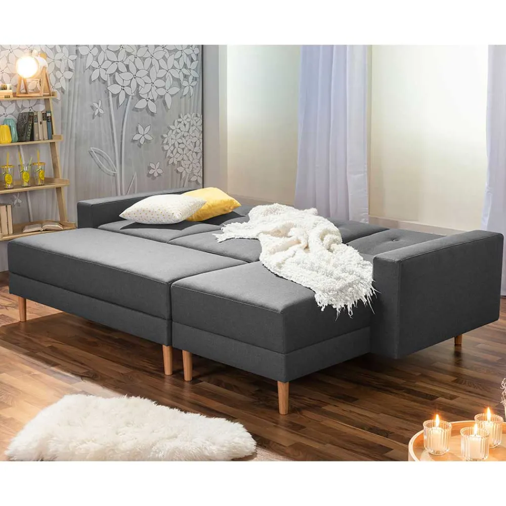 Wohnen Sofas<Funktionelles Ecksofa in Dunkelgrau - Kalastania (zweiteilig)