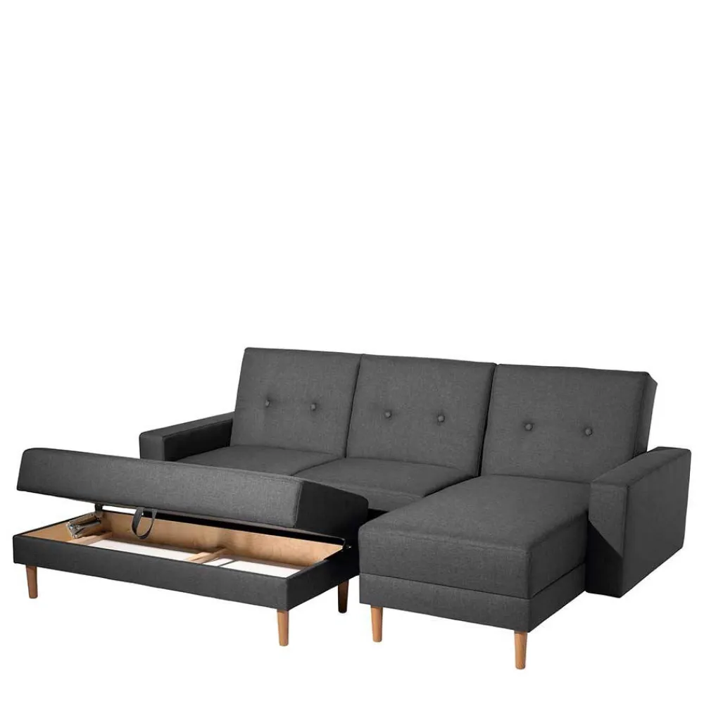 Wohnen Sofas<Funktionelles Ecksofa in Dunkelgrau - Kalastania (zweiteilig)
