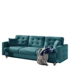Wohnen Sofas<Funktionscouch in Petrol Blau Samt - Mingo
