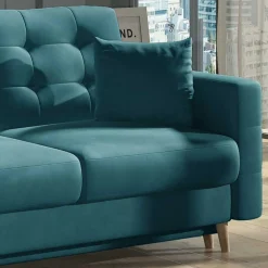 Wohnen Sofas<Funktionscouch in Petrol Blau Samt - Mingo