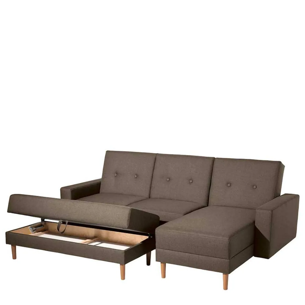 Wohnen Sofas<Funktionsecke in Beigegrau mit Erle - Dwight (zweiteilig)