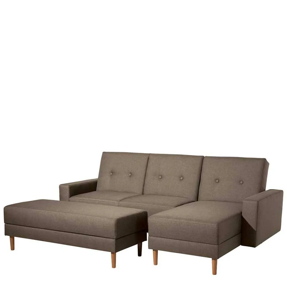 Wohnen Sofas<Funktionsecke in Beigegrau mit Erle - Dwight (zweiteilig)