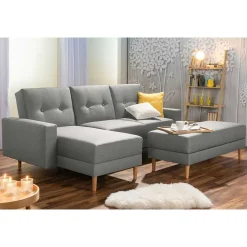 Wohnen Sofas<Funktionsecke in Hellgrau mit Erle - Manoja (zweiteilig)