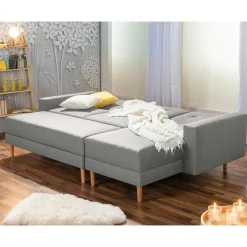 Wohnen Sofas<Funktionsecke in Hellgrau mit Erle - Manoja (zweiteilig)