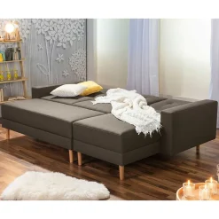 Wohnen Betten|Sofas<Funktionsecksofa in Braun mit Erle - Iljona (zweiteilig)
