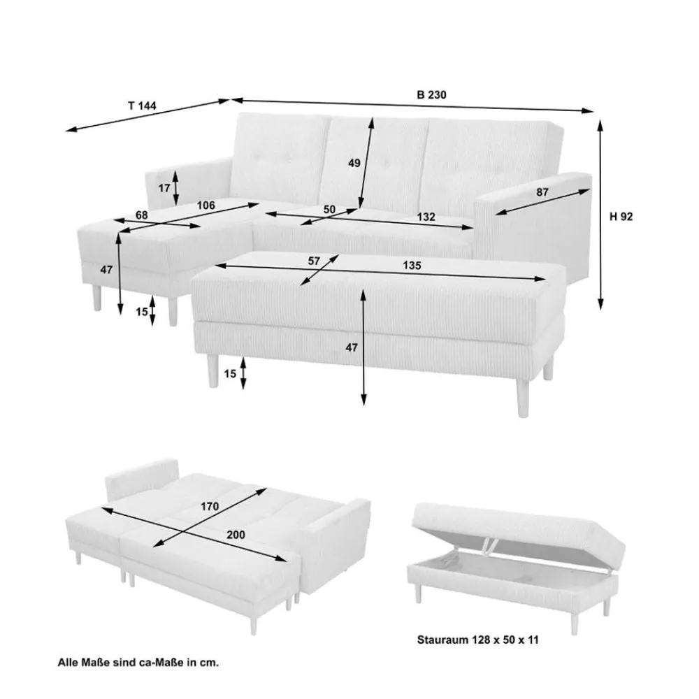 Wohnen Betten|Sofas<Funktionsecksofa in Braun mit Erle - Iljona (zweiteilig)