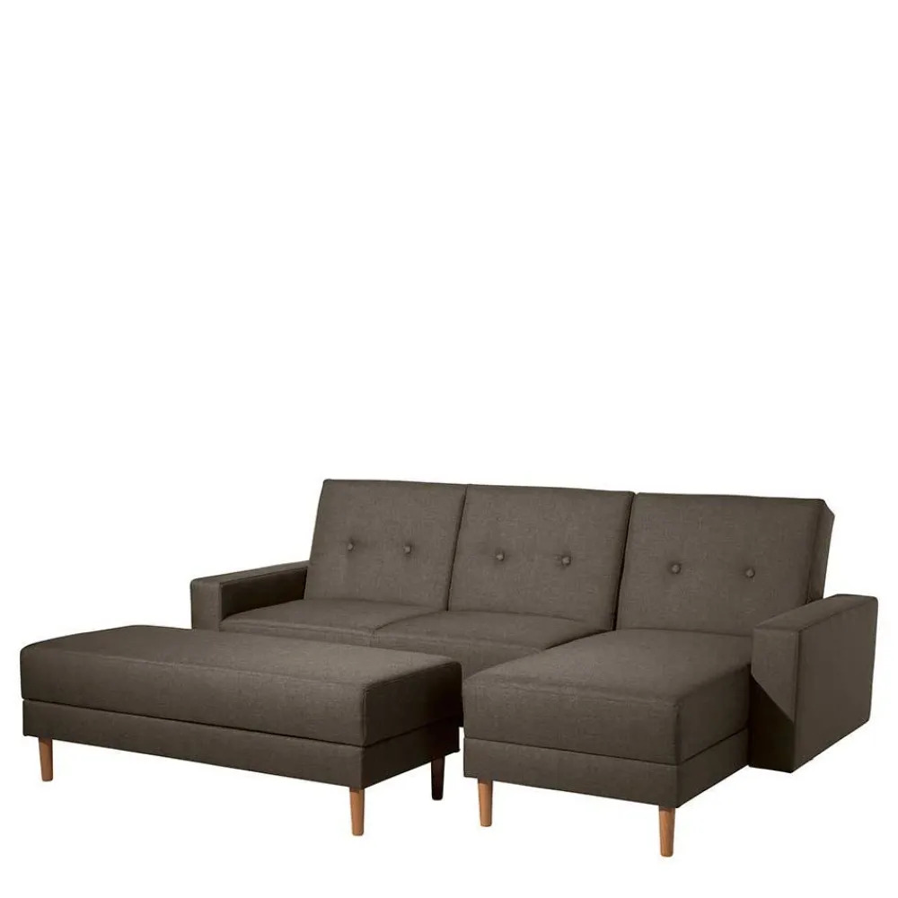 Wohnen Betten|Sofas<Funktionsecksofa in Braun mit Erle - Iljona (zweiteilig)