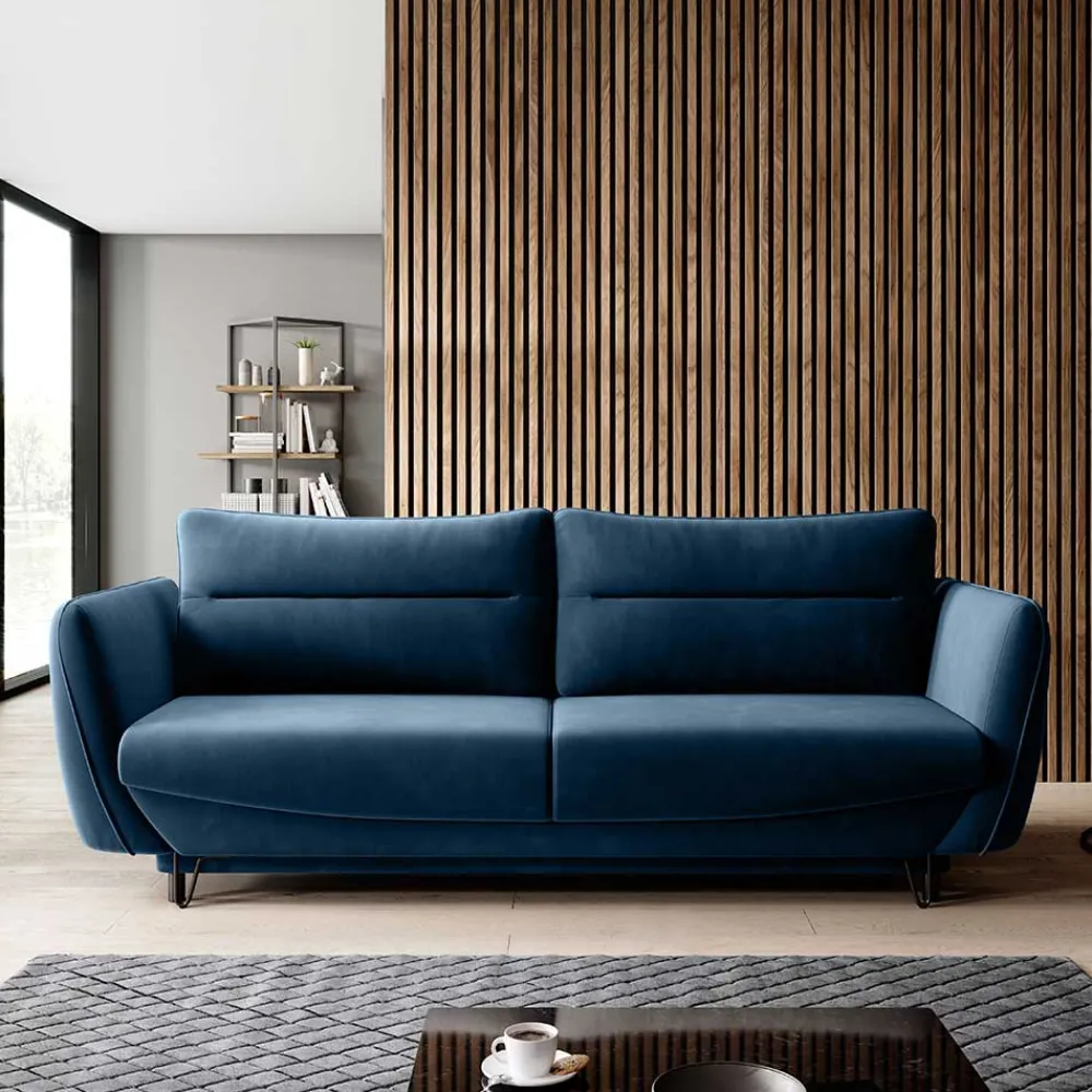 Wohnen Sofas<Funktionssofa in Dunkelblau Stoff - Berenice