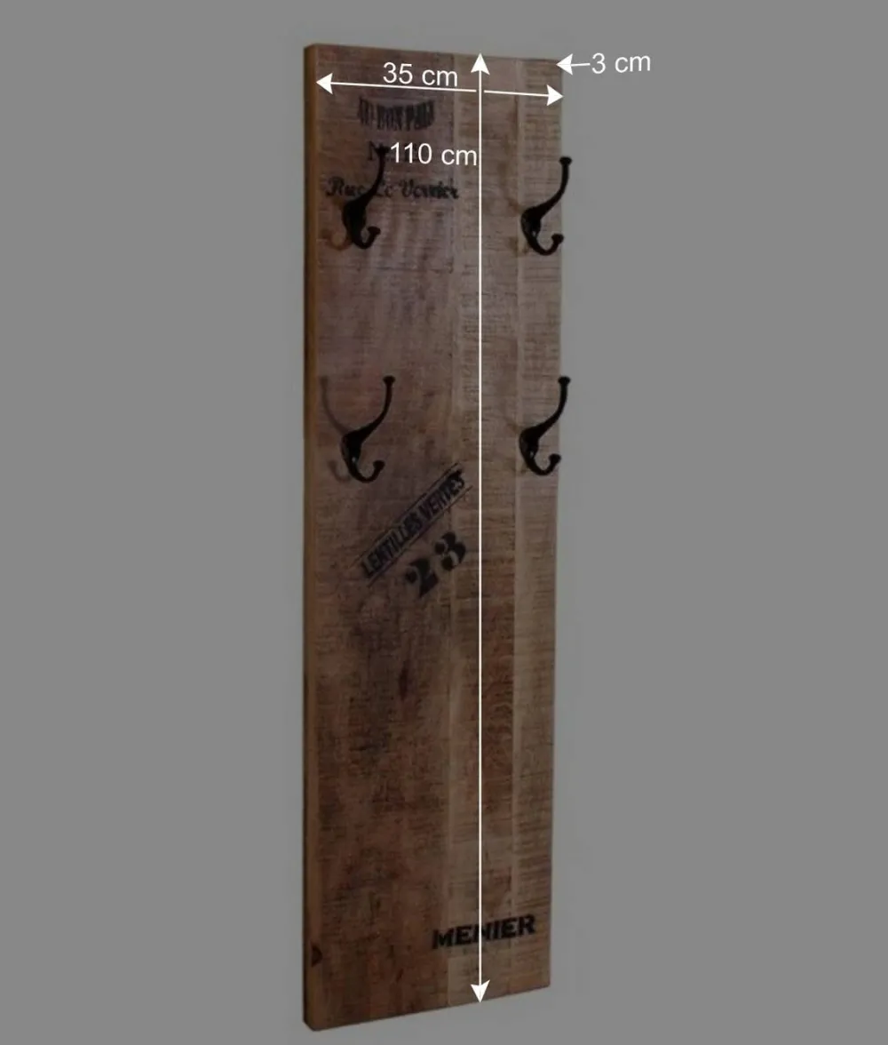 Wohnen Garderoben<Garderobenpaneel im Factory Style aus Holz - Indri