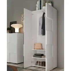 Wohnen Schränke<Garderobenschrank in Weiß hochglänzend - Castalla