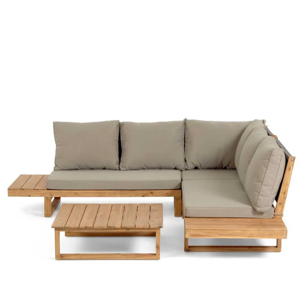 Wohnen Sitzgruppe<Garten Ecksofa & Tisch aus Akazie - Captino (zweiteilig)