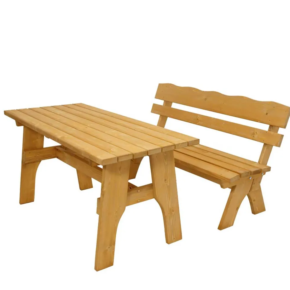 Wohnen Sitzgruppe<Garten Holzbank mit Lehne & Tisch - Luxuria (zweiteilig)