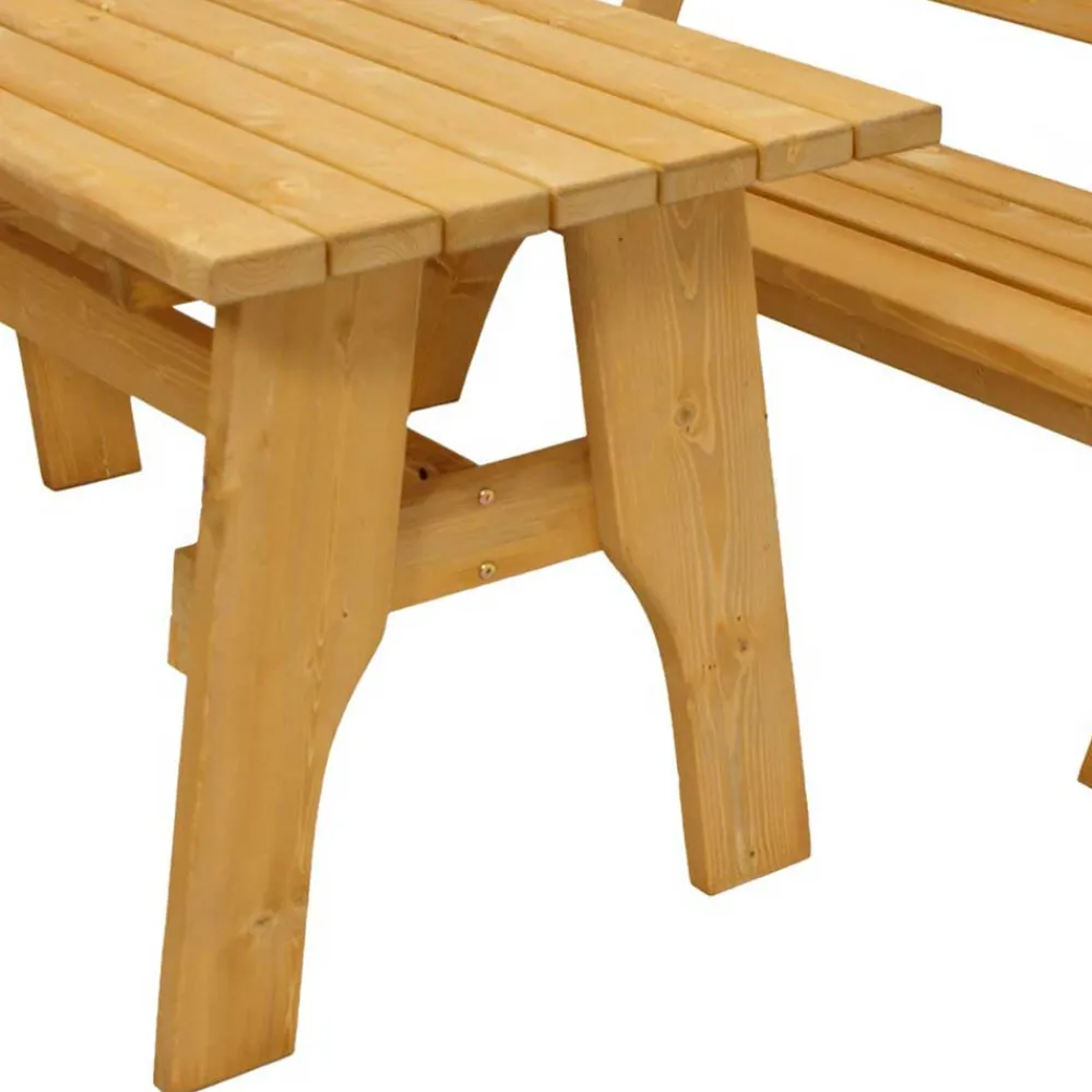 Wohnen Sitzgruppe<Garten Holzbank mit Lehne & Tisch - Luxuria (zweiteilig)
