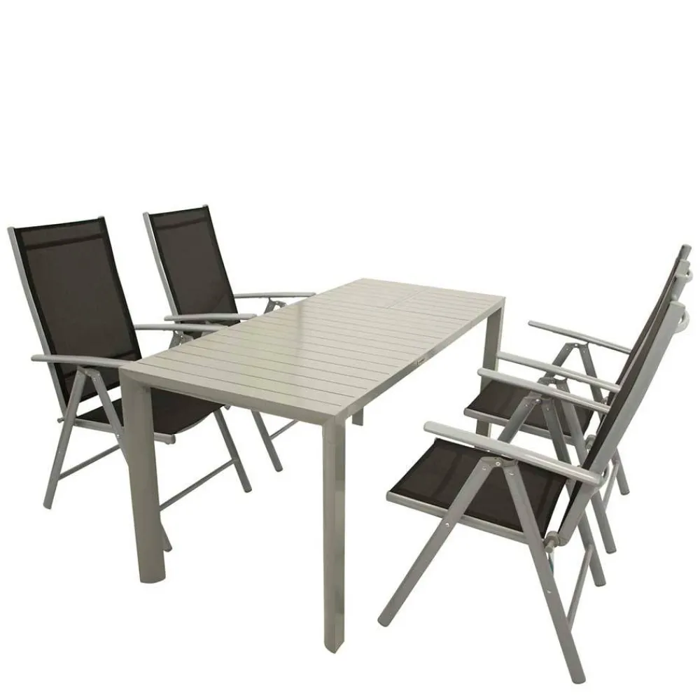 Wohnen Sitzgruppe<Garten Tischgruppe in Silbergrau - Pratina (fünfteilig)
