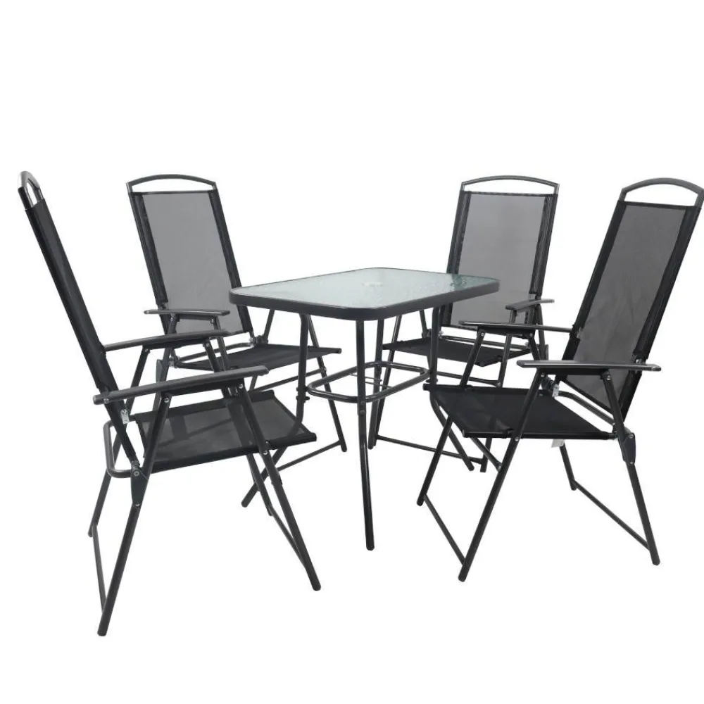 Wohnen Sitzgruppe<Garten Tischgruppe mit Klappstühlen - Alcamo (fünfteilig)