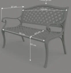Wohnen Sitzbank<Gartenbank mit Armlehnen aus Aluminium - Liacantu