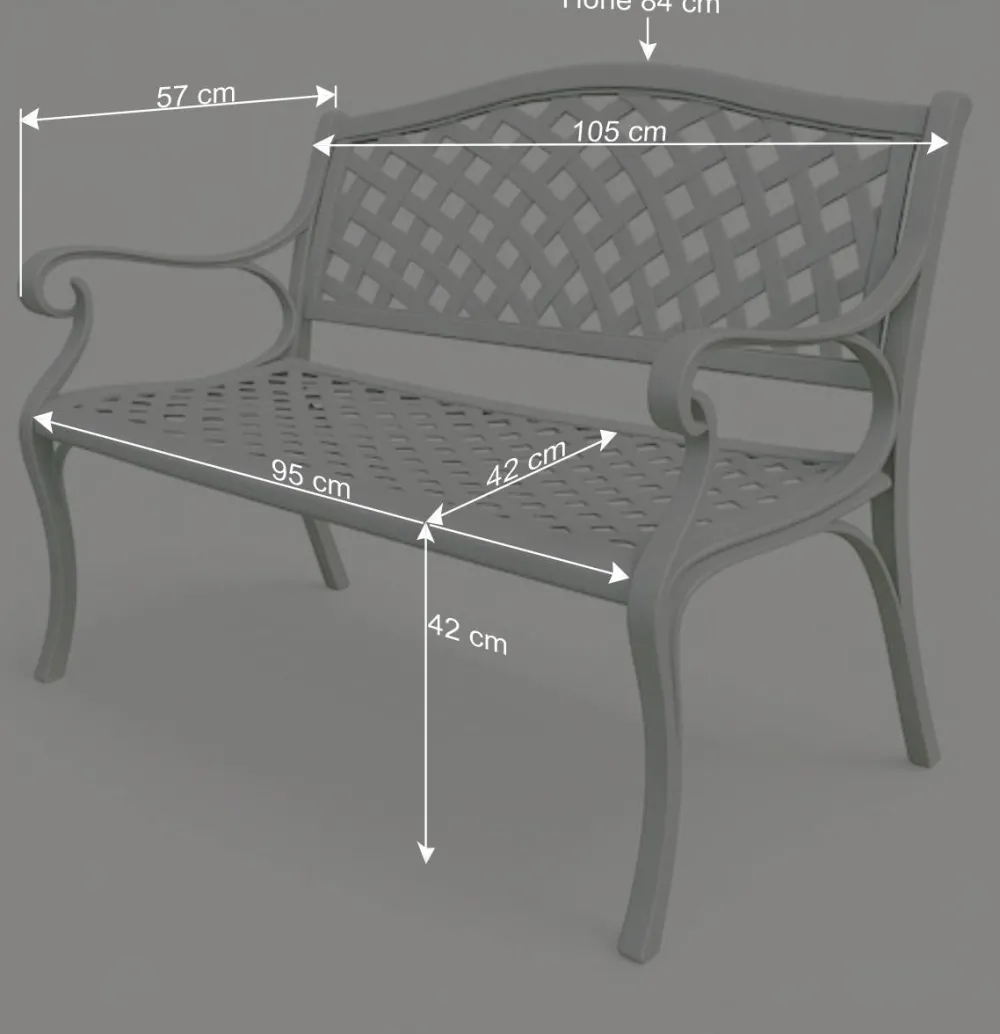 Wohnen Sitzbank<Gartenbank mit Armlehnen aus Aluminium - Liacantu