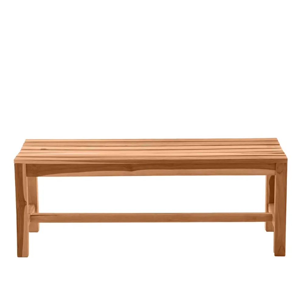 Wohnen Sitzbank<Gartenbank ohne Rückenlehne aus Teak Massivholz - Klahuma