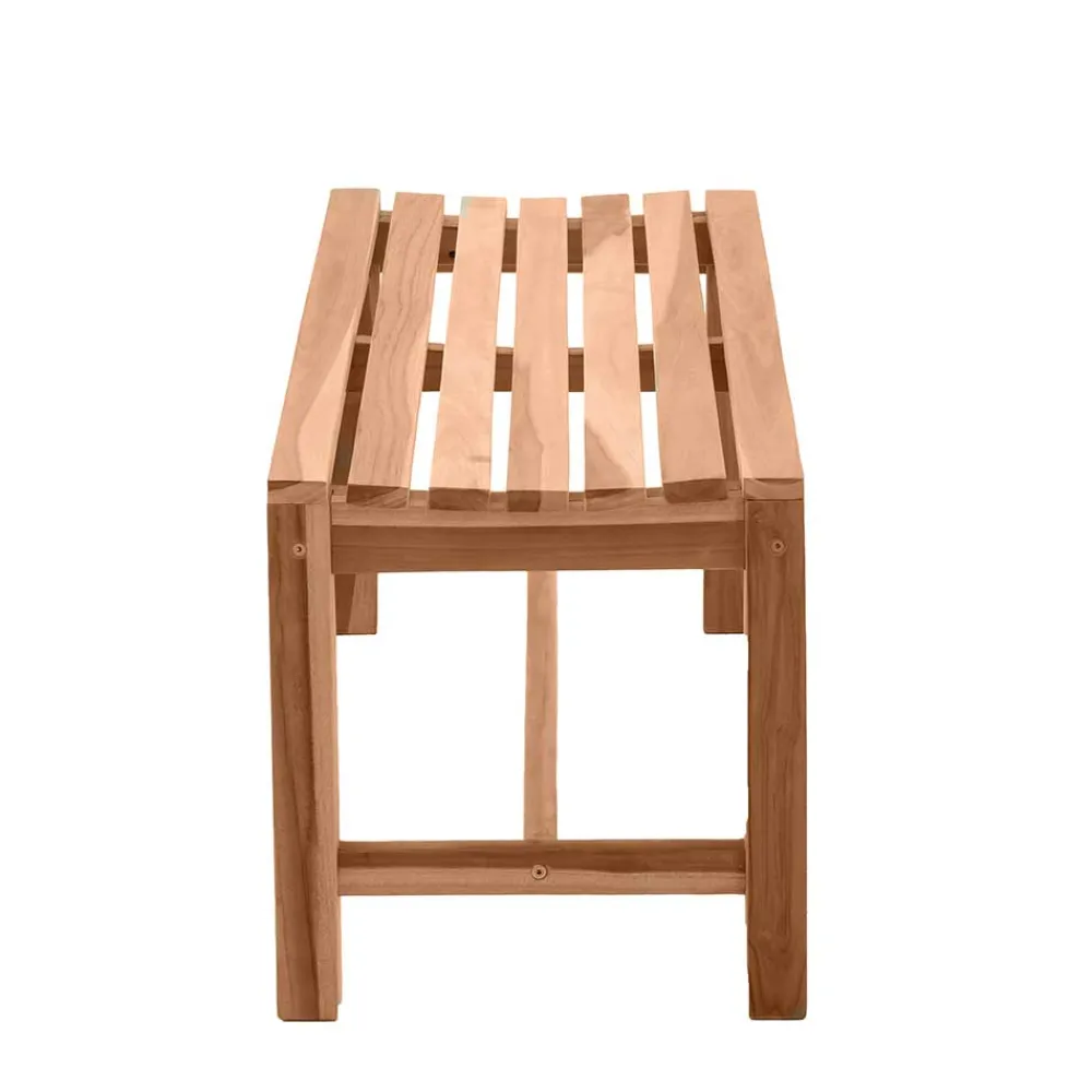 Wohnen Sitzbank<Gartenbank ohne Rückenlehne aus Teak Massivholz - Klahuma